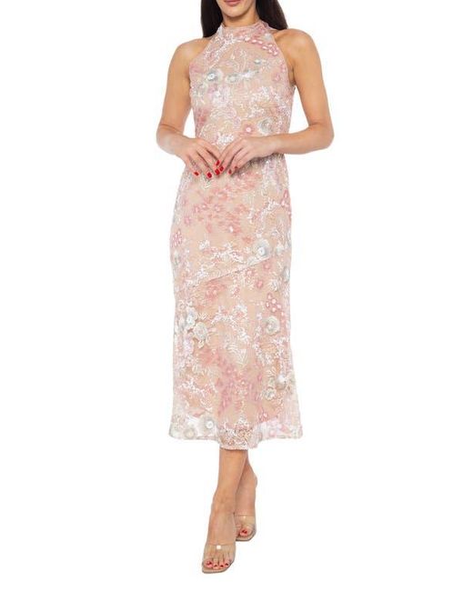 Gracella Embellished Halter Dress David's Bridal DB Studio Beaded Stretch  Crepe Halter Sheath