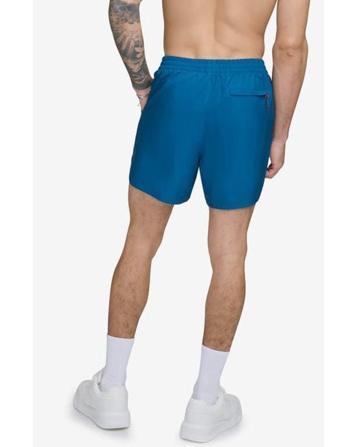 DKNY Blue Stretch Ripstop Swim Trunks for men