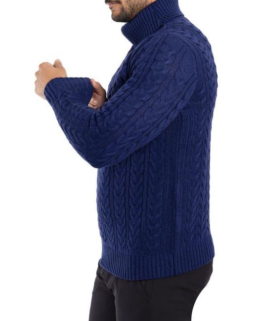 Xray Jeans Blue Cable Knit Turtleneck Sweater for men