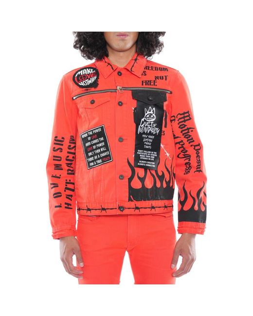 Cult Of Individuality Paz Type Ii Denim Jacket in Red for Men Lyst