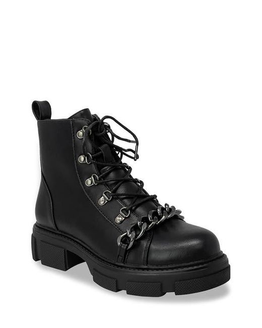 In Touch Footwear Black Curb Chain Trimmed Lug Sole Boot