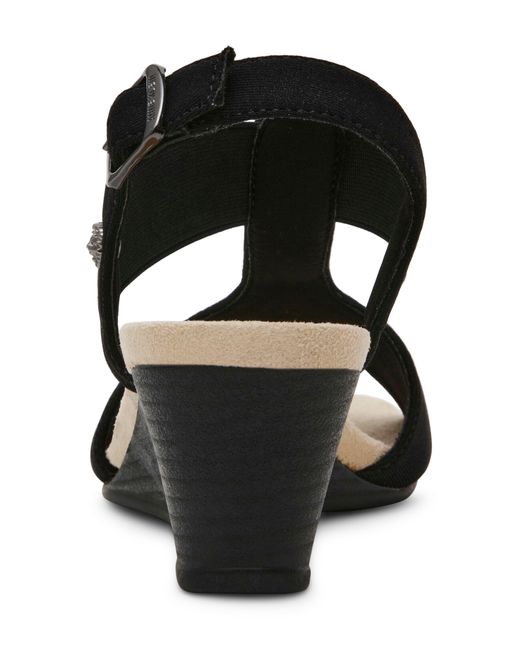 Anne Klein Black Brody Slingback Wedge Sandal