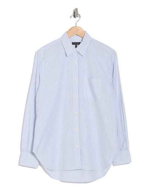Rag & Bone Blue Mel Stripe Cotton Button-Up Shirt