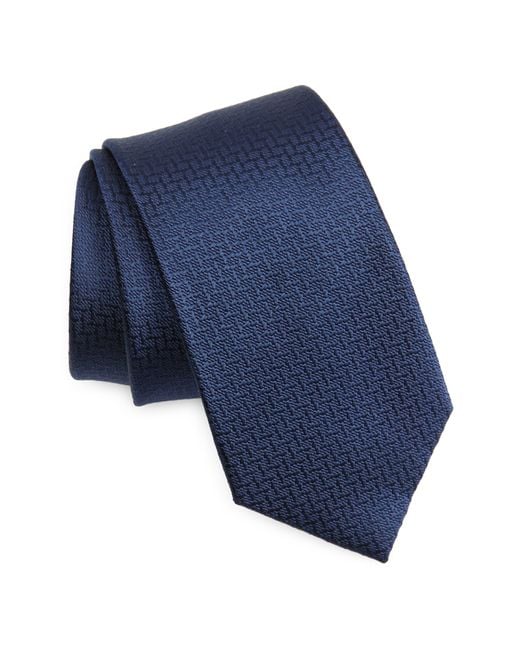 Duchamp Blue Texture Solid Silk Tie for men