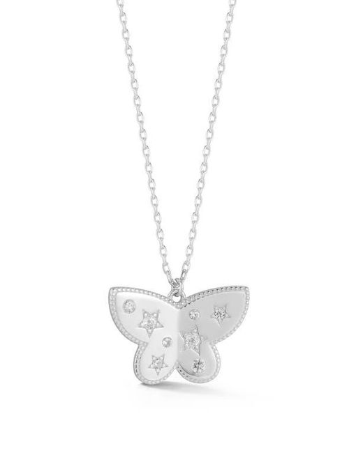 Sphera Milano White Cubic Zirconia Butterfly Pendant Necklace