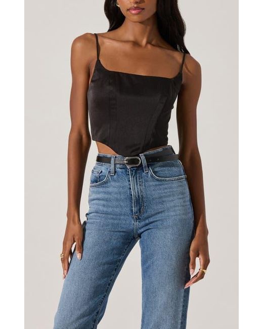 Astr Black Satin Corset Camisole