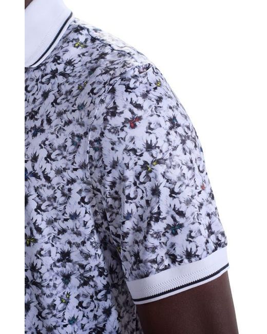 Bugatchi Blue Three-Button Performance Polo for men