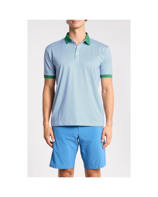 Swannies Blue Pine Print Performance Polo for men