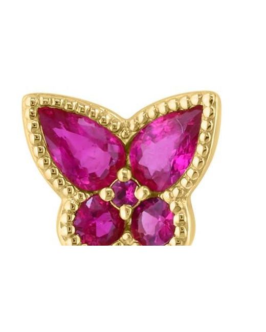 Effy Pink Natural Ruby Butterfly Stud Earrings