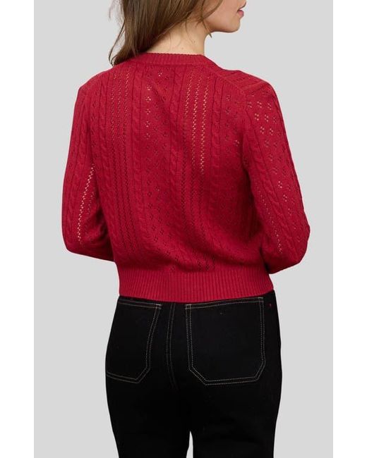 Blu Pepper Red Pointelle Cardigan