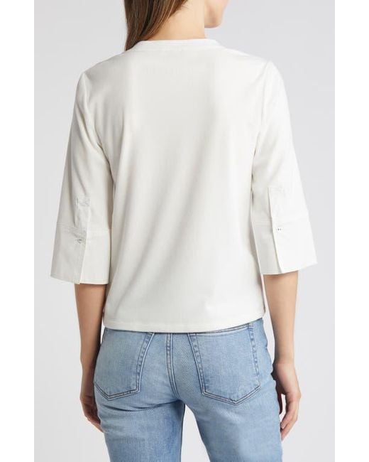Wit & Wisdom White Split Neck Top