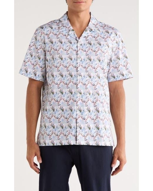 Bugatchi White Cole Short Sleeve 8-Way Stretch Ooohcotton Camp Shirt for men