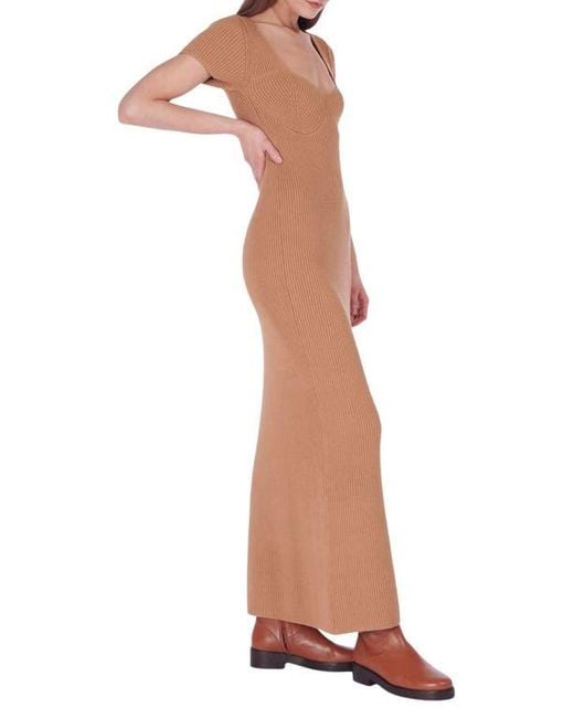 Staud Brown Camden Short Sleeve Maxi Sweater Dress