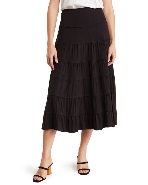 Max Studio Knit Tiered Maxi Skirt in Black | Lyst