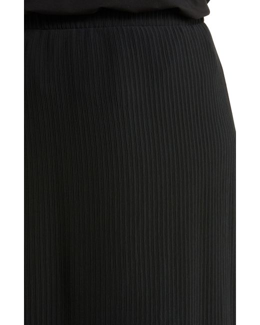 Eileen Fisher Black A-line Silk Midi Skirt