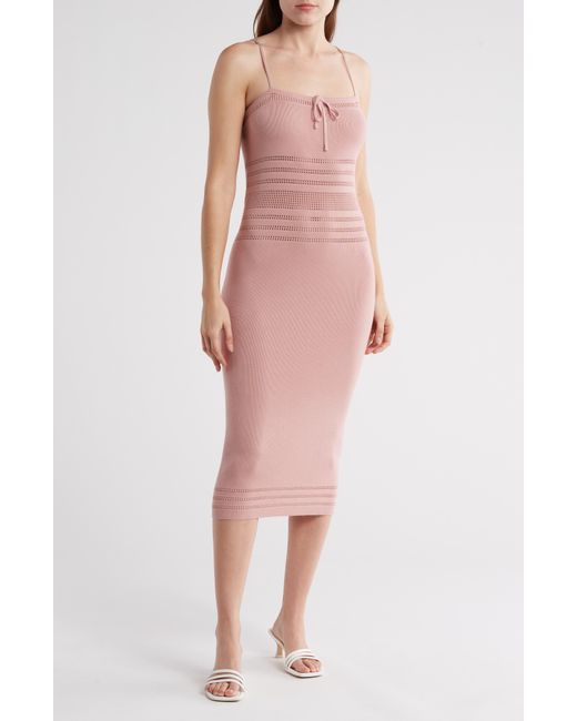 Bebe Pink Pointelle Detail Knit Dress