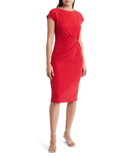 Nordstrom Red Side Knot Modal Blend Midi Dress
