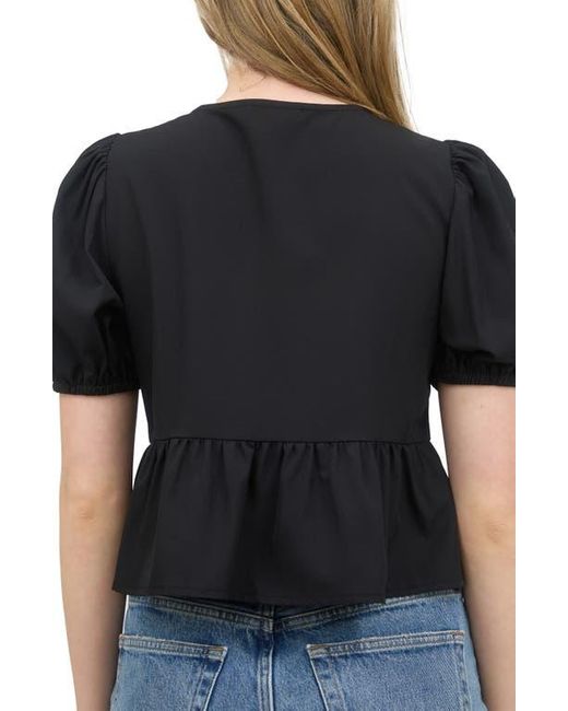 Blu Pepper Black Bow Embellished Peplum Top