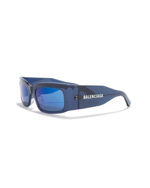 Balenciaga Blue 56Mm Rectangular Sunglasses