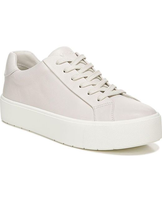 Vince White Leather Platform Sneakers with Chunky Sole