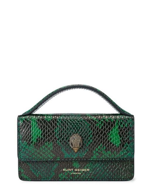 Kurt Geiger Green Extrasmall Bond Croc Embossed Leather Top Handle Bag