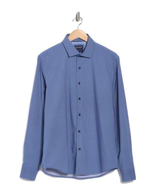 Denim and Flower Blue Geometric Print Button-Up Shirt for men