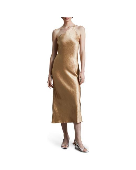 & Other Stories Brown One-Shoulder Satin Slipdress