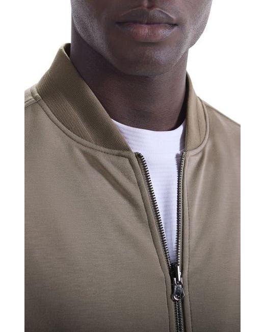 Bugatchi Brown Soft Touch Knit Reversible Bomber Jacket for men