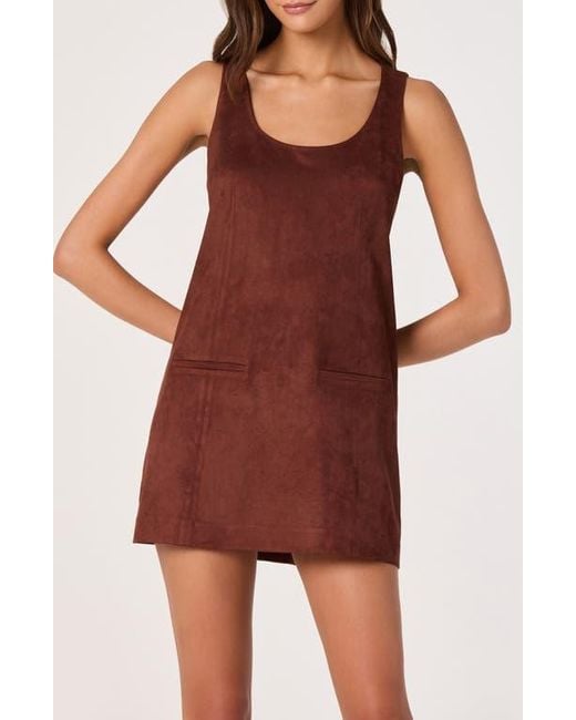 Astr Red Faux Suede A-Line Dress