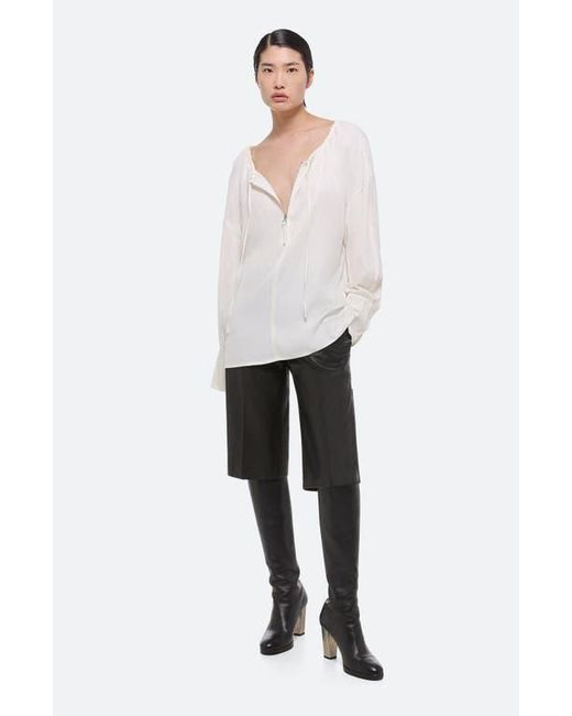 Helmut Lang White Reversible Long Sleeve Drawstring Top