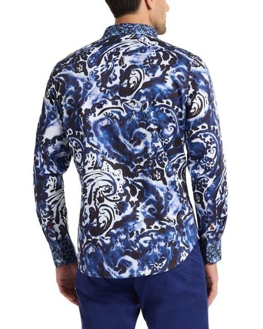 ROBERT GRAHAM BLACK LONG SLEEVE SHIRT LARGE