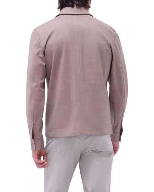 Bugatchi Brown Stretch Wool Zip Shirt Jacket for men