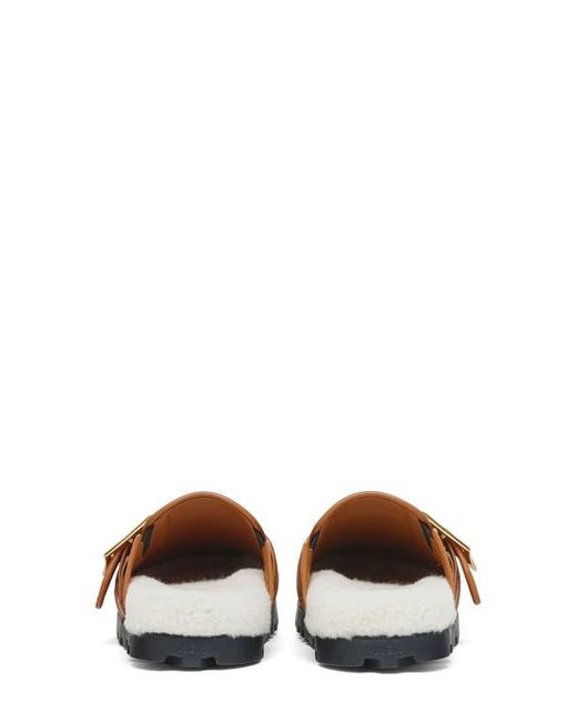 MCM Brown Monogram Genuine Shearling Lined Mule for men