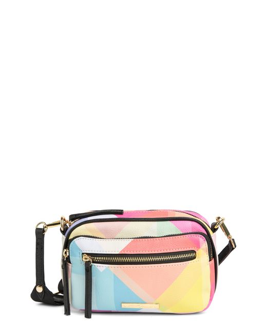 Betsey Johnson Double Pocket Crossbody Bag In Geometric Rainbow At