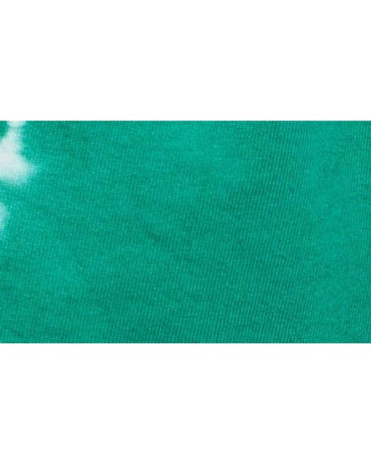 Sporty & Rich Green Serif Tie Dye Logo Cotton Disco Shorts