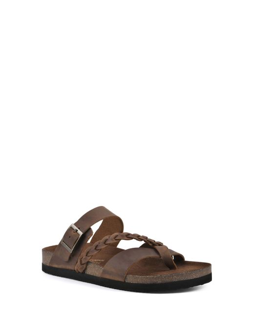 White Mountain Brown Hazy Leather Footbed Sandal