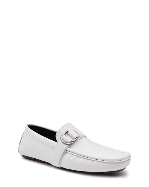 Aston Marc White Charter Side Buckle Driving Loafers for men