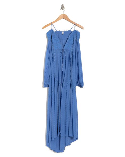 Free People Blue Lace Clip Dot Robe