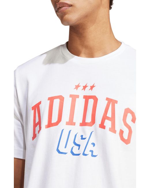 Adidas White Americana Graphic T-shirt for men