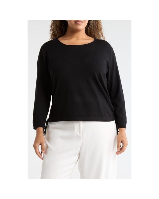 Max Studio Black Cinching Side Tie Pullover Sweater