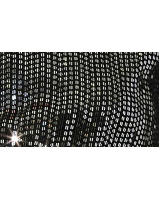 Astr Black Metallic Sequin Long Sleeve Peplum Top