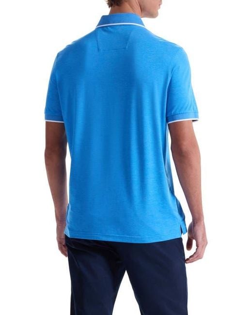 Bugatchi Blue Three-Button Performance Polo for men