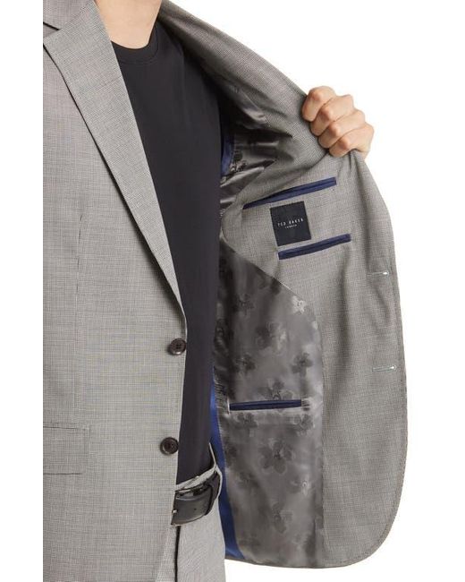 Ted Baker Gray Roger Extra Slim Fit Mini Houndstooth Wool Suit for men