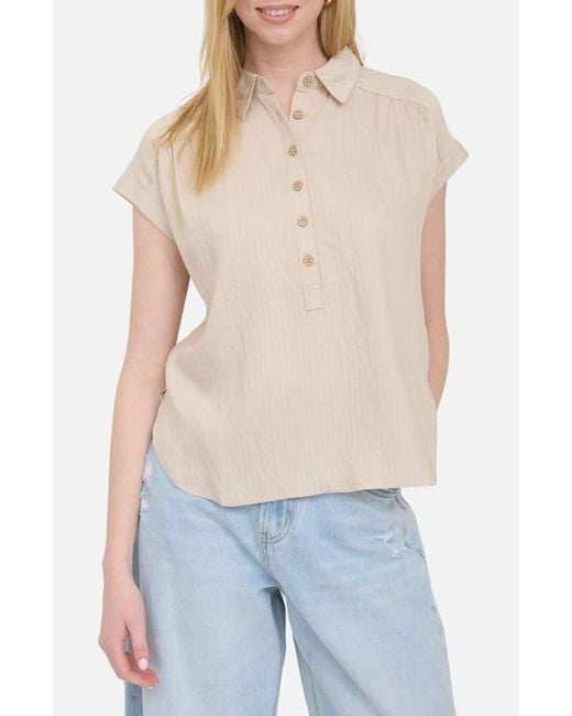 Blu Pepper Blue Collared Gauze Top