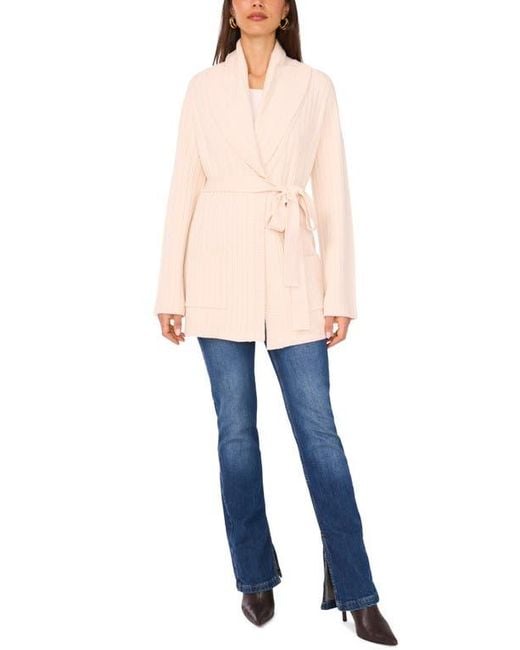 Vince Camuto Natural Shawl Collar Belted Cardigan