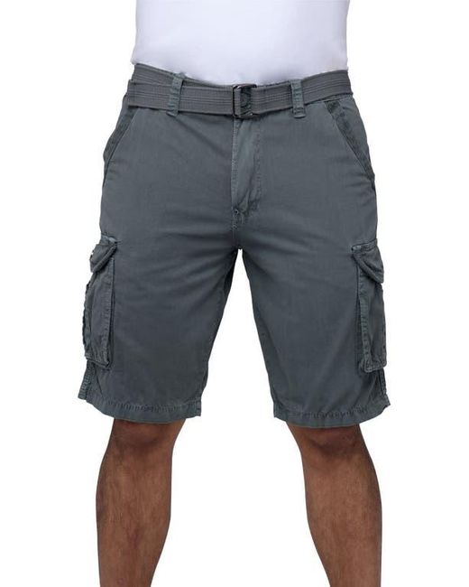 Xray Jeans Gray Belted Cotton Twill Cargo Shorts for men