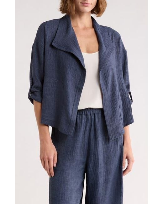 Max Studio Blue Textured Drape Jacket