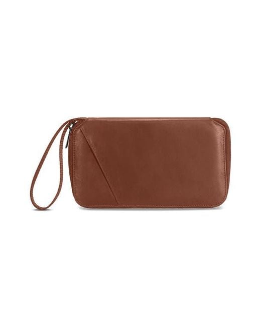 CHAMPS Brown Leather Passport Case