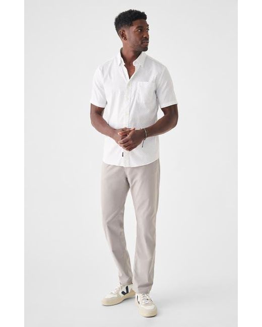 Faherty Brand White The Movement Geometric Print Short Sleeve Button-Up Shirt for men