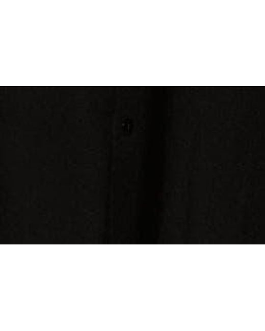 Eileen Fisher Black Mandarin Collar Long Sleeve Wool Shirt